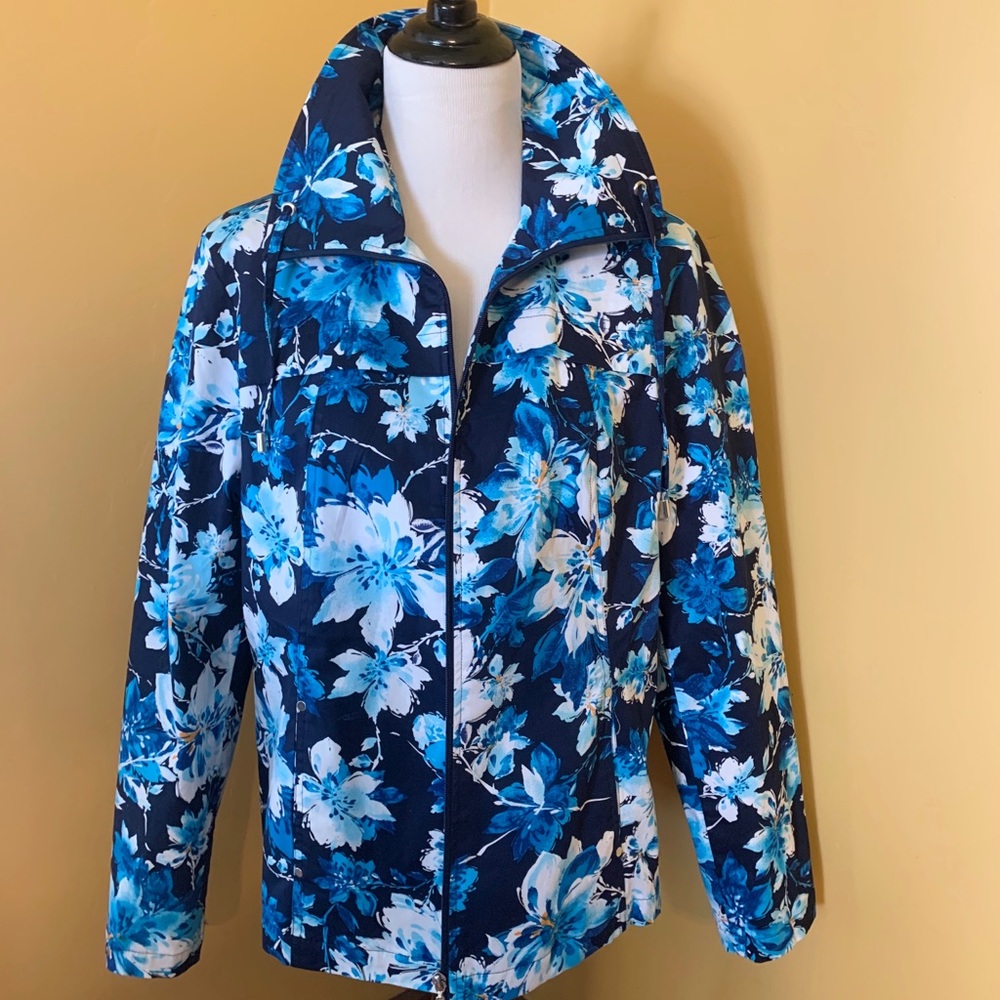 Blue Floral Lined Spring Jacket